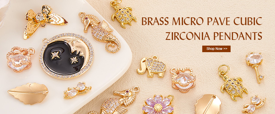 Brass Micro Pave Cubic Zirconia Pendants